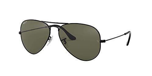 Ray-Ban Negro polarizado verde clásico del G-15 de 62 mm AVIATOR LARGE METAL Gafas de sol de aviador