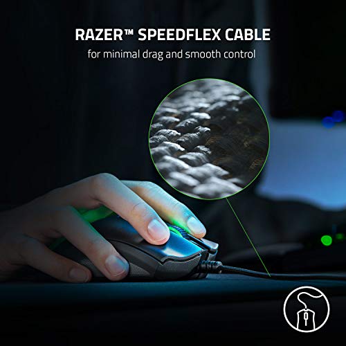 Razer DeathAdder V2 Ratón para juegos USB con cable, comodidad ergonómica, interruptores ópticos, enfoque óptico + sensor de 20K, cable Speedflex, memoria integrada, programable