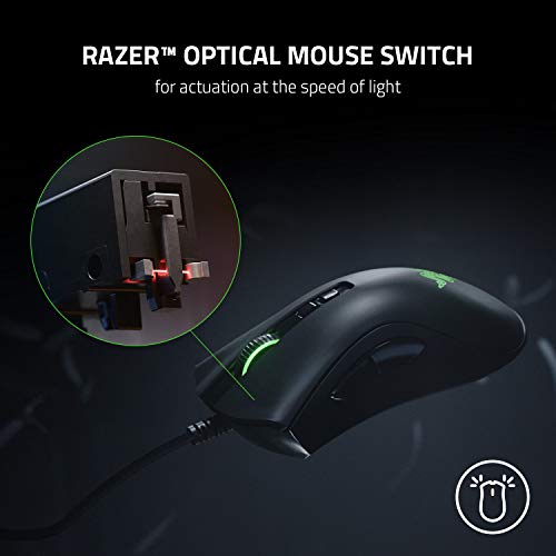 Razer DeathAdder V2 Ratón para juegos USB con cable, comodidad ergonómica, interruptores ópticos, enfoque óptico + sensor de 20K, cable Speedflex, memoria integrada, programable