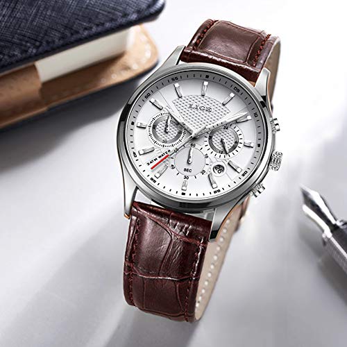 Relojes Hombre LIGE Reloj Hombre Elegante Cuarzo Prueba Agua Relojes Moda Cuero Clásico Cinturones Relojes Deportivo Hombres…