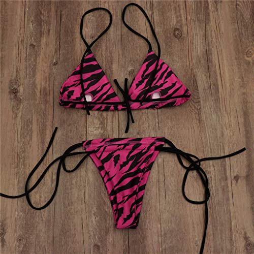 riou Bikinis Mujer 2019 Push up Bikini de Tres Puntos con Estampado de Cebra y Tira Mujeres Conjunto de Traje de BañO Brasileños Bañador Ropa de Dos Piezas vikinis