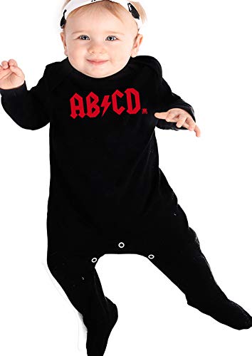 ROCK n ROLL - Pijama de bebé para niños o niñas | inspirado en AB/CD AC/DC – Baby shower, ropa de recién nacido o regalo para nuevos padres | Baby Moo's (3-6 Meses)