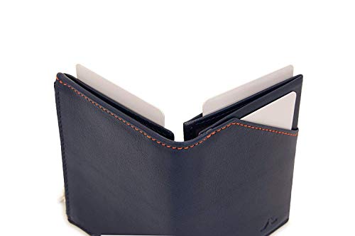 ROIK Zip - Cartera Delgada de Piel con Monedero de Cremallera para Hombre, Color Blue Navy