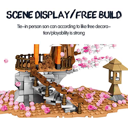 RuiDaXiang Kit de construcción de la casa árbol de Sakura, Juego de Bloques de construcción con iluminación del Santuario japonés Inari. Adecuado para Adultos o Chico ,Chicas de10+ años (1103PCS)