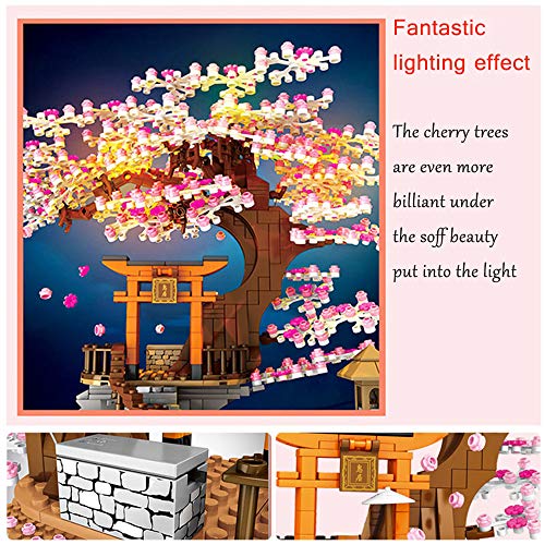 RuiDaXiang Kit de construcción de la casa árbol de Sakura, Juego de Bloques de construcción con iluminación del Santuario japonés Inari. Adecuado para Adultos o Chico ,Chicas de10+ años (1103PCS)