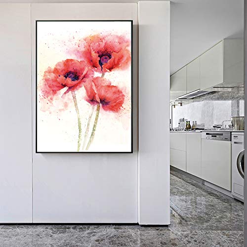 SADHAF Poppies Canvas Print Mural Abstract Red Flower Pop Art Poster And Prints Living Room Home Decor A4 60x80cm
