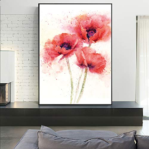 SADHAF Poppies Canvas Print Mural Abstract Red Flower Pop Art Poster And Prints Living Room Home Decor A4 60x80cm