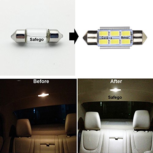 Safego 4 x 36mm LED Feston 1.5" C5W LED Blanca 5630 SMD 6411 6418 6 LED Luz Interior de Coche Festón Lámpara Blanco c5w luz de la placa del adorno de la boveda del bulbo de 12V Auto-Dome Bombilla