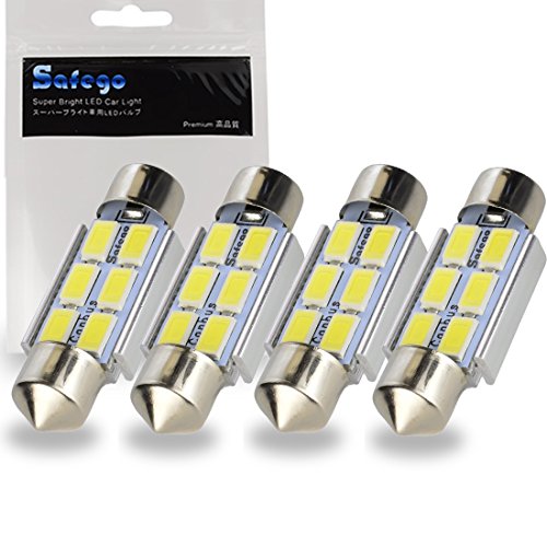 Safego 4 x 36mm LED Feston 1.5" C5W LED Blanca 5630 SMD 6411 6418 6 LED Luz Interior de Coche Festón Lámpara Blanco c5w luz de la placa del adorno de la boveda del bulbo de 12V Auto-Dome Bombilla