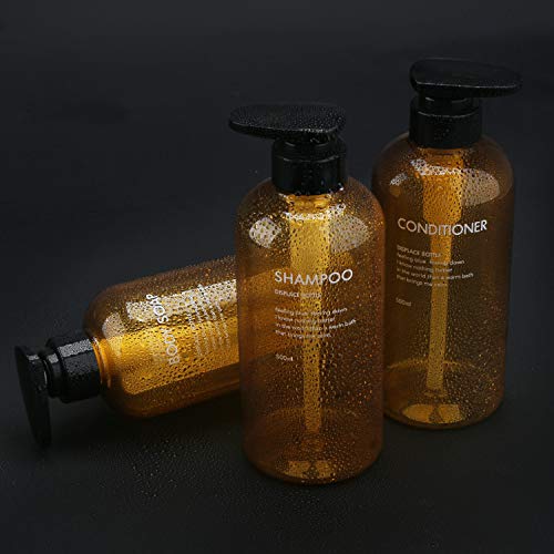 Segbeauty Botellas de dispensador de 3 Piezas para baño, Botellas de Bomba Recargables 500 ml para jabón líquido Acondicionador de champú Dispensador de loción de Prensa de Gel de Ducha - Marrón