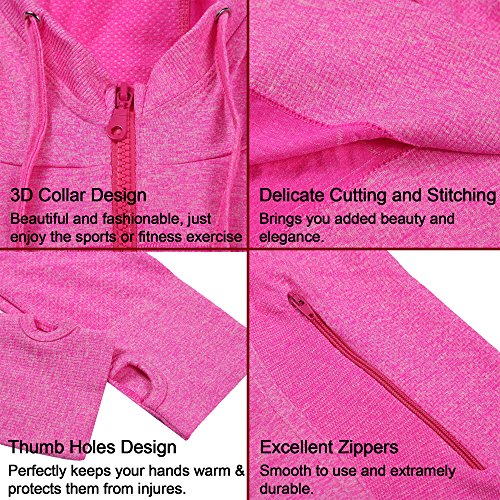 Selighting Chaquetas Deportivas Mujer Sudadera Fitness con Capucha y Cremallera de Manga Larga para Gimnasio,Gym,Running,Correr,Ciclismo (L, Azul)