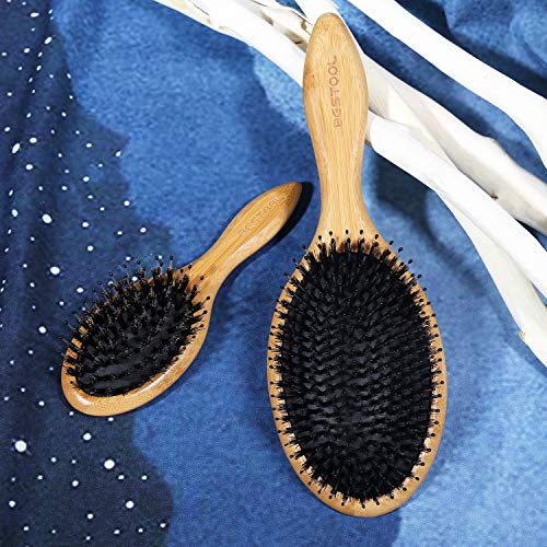 Set de cepillos para el cabello con cerdas de jabalí con pasador de nylon desenredante, cepillos para el cabello para el hogar y los viajes para todos los desenredantes de cabello húmedo o seco