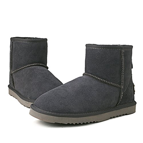 Shenduo Zapatos Invierno clásicos - Botas de Nieve de Piel de caña Baja Impermeable Antideslizante para Mujer D5154 Gris 36
