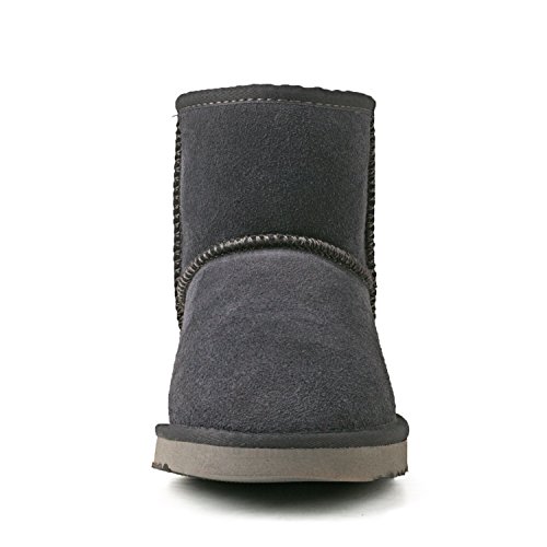 Shenduo Zapatos Invierno clásicos - Botas de Nieve de Piel de caña Baja Impermeable Antideslizante para Mujer D5154 Gris 36