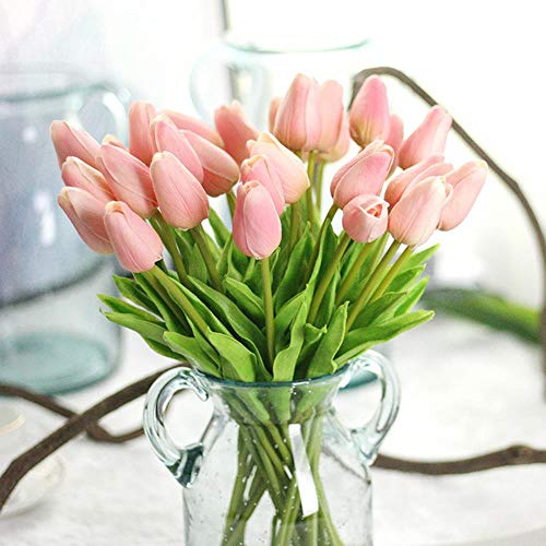 SHIER Plantas Artificiales Tulip Artificial Flowers Garden Tulips Artificial Flower For Decoration Room Tulip Bouquet Mariage For Wedding Decor Fake Flower,True Love Pink,1Pc