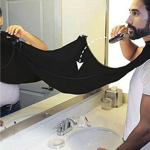 Silingsan Barba Delantal, Babero para Barba con Ventosa, Dejen de Estorbar su Fregadero Capa, Deje Que su Baño de Mantener Limpio - Negro