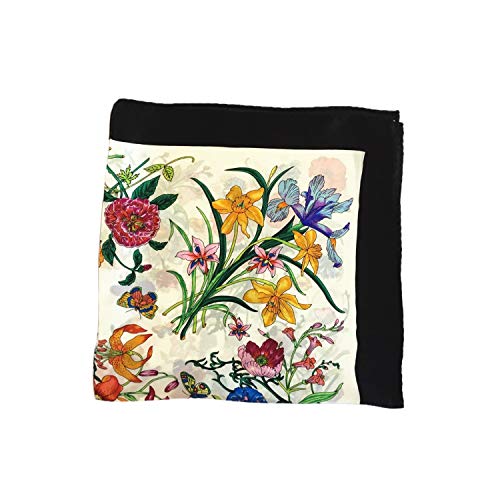 Silk Run- ‘Flores’, bufanda cuadrada de seda 100% (55cmx55cm)