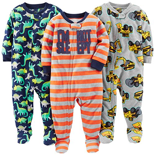 Simple Joys by Carter's infant-and-toddler-pajama-sets, Red Stripe/Diggers/Dino, 18 Meses