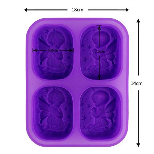 SIMUER Lote de 2 moldes de Silicona para jabón, árbol y ángulo, 4 Cavities rectangulares, para Hacer Pasteles o Pasteles