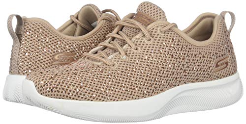 Skechers Bobs Squad 2-Bow Beauty - Zapatillas deportivas para mujer con diseño de estrases Zapatillas con cordones y empeine en punto con estrases., Rosa (Rose gold), 38 EU