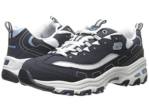 Skechers Women's D'Lites-Biggest Fan Trainers, Blue (Navy Trubuck/White Mesh/Carolina Blue Trim NVW), 3.5 UK 36.5 EU