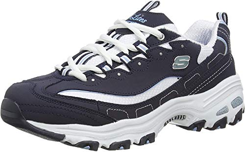 Skechers Women's D'Lites-Biggest Fan Trainers, Blue (Navy Trubuck/White Mesh/Carolina Blue Trim NVW), 3.5 UK 36.5 EU