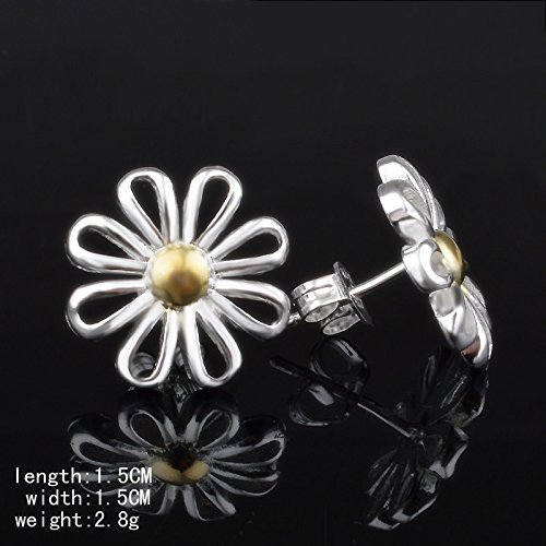 skyllc® Delicada Chrysanthemum en Forma de Pendientes Plateados Hermosos Pendientes de Plata para Las Mujeres y Las niñas