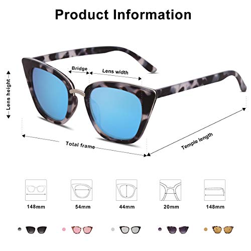 SOJOS Moda UV Portección Rimed Unisex Gafas de Sol SJ2052 Marco Demi/Lente Azul