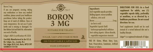 Solgar Boro Cápsulas vegetales de 3 mg - Envase de 100