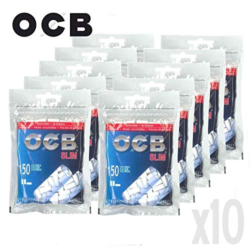 Solo Por NAVIDAD10 Bolsas de Filtros OCB Slim. Cada bolsa precintada contiene 150 filtros. Cada filtro cuenta con un grosor de 6 mm. Oferta total: 1500 filtros por tan sólo