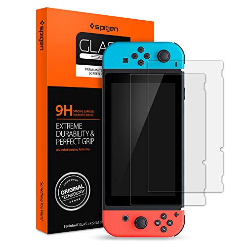 Spigen, 2 Pack, Protector Pantalla Nintendo Switch, Glas. tR Slim, Dureza 9H, Anti-Arañazos, Anti-Huellas Dartilares (AGL00305)