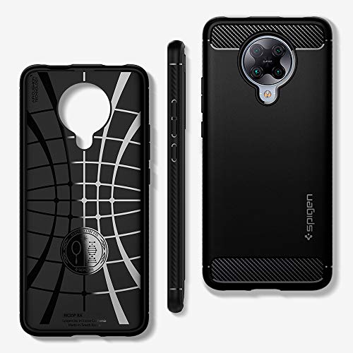 Spigen, Funda Compatible con Xiaomi Pocophone F2 Pro/Redmi K30 Pro [Rugged Armor] Absorción de Choque Resistente y diseño de Fibra de Carbono [Compatible con Carga Inalámbrica] - [Negro Mate]