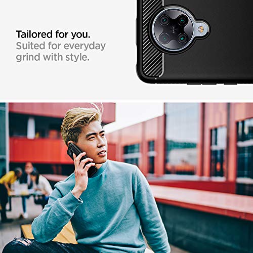 Spigen, Funda Compatible con Xiaomi Pocophone F2 Pro/Redmi K30 Pro [Rugged Armor] Absorción de Choque Resistente y diseño de Fibra de Carbono [Compatible con Carga Inalámbrica] - [Negro Mate]