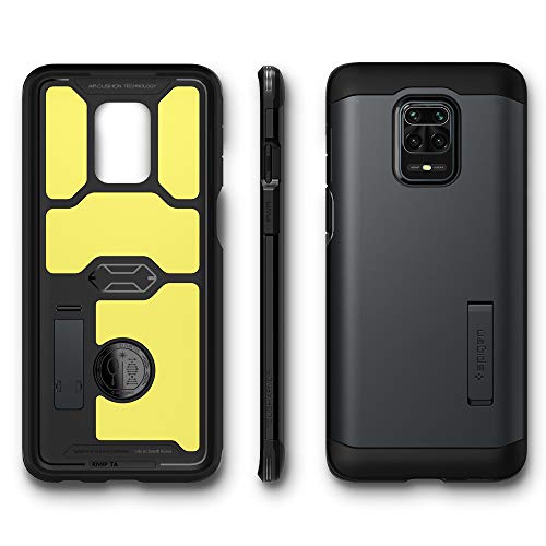 Spigen Funda Compatible con Xiaomi Redmi Note 9S / 9 Pro MAX / 9 Pro, [Tough Armor] Kickstand y Certificado de Extrema protección y tecnología de cojín de Aire - [Metal Slate]