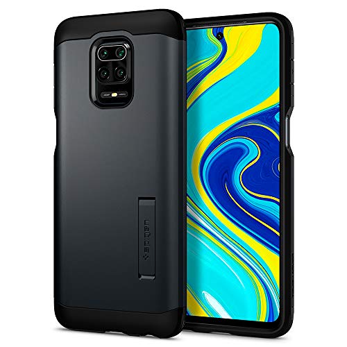 Spigen Funda Compatible con Xiaomi Redmi Note 9S / 9 Pro MAX / 9 Pro, [Tough Armor] Kickstand y Certificado de Extrema protección y tecnología de cojín de Aire - [Metal Slate]