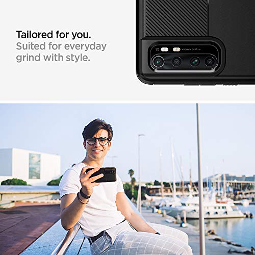 Spigen Funda Rugged Armor Compatible con Xiaomi Mi Note 10 Lite, Absorción de Choque Resistente y diseño de Fibra de Carbono - Negro Mate