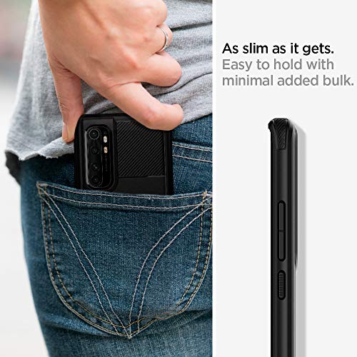 Spigen Funda Rugged Armor Compatible con Xiaomi Mi Note 10 Lite, Absorción de Choque Resistente y diseño de Fibra de Carbono - Negro Mate