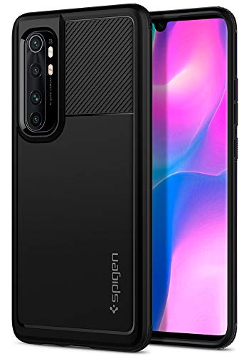 Spigen Funda Rugged Armor Compatible con Xiaomi Mi Note 10 Lite, Absorción de Choque Resistente y diseño de Fibra de Carbono - Negro Mate