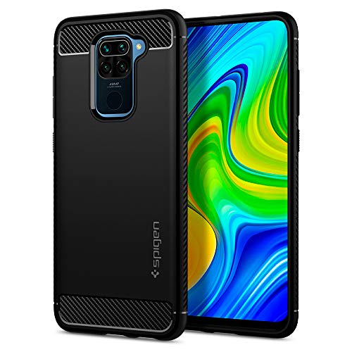 Spigen Funda Rugged Armor para Xiaomi Redmi Note 9, Doble Capa y Protección Extrema contra caídas - Negro Mate