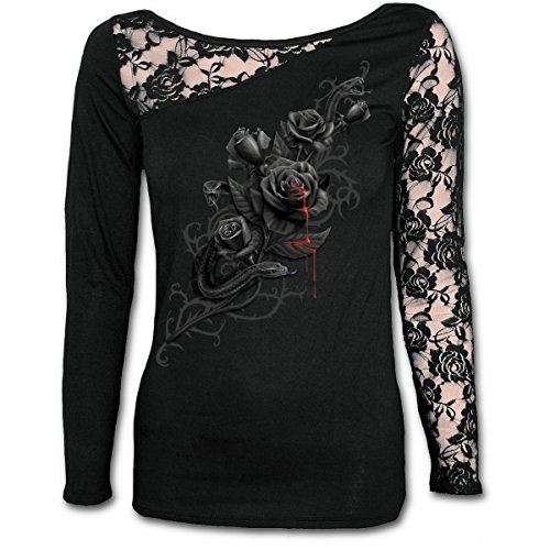 Spiral Direct Fatal Attraction-Lace One Shoulder Top Camisa Manga Larga, Negro (Black 001), 52 (Talla del Fabricante: XX-Large) para Mujer