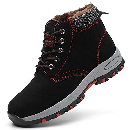 SROTER Mujer Hombre Invierno Botas de Seguridad Trabajo Zapatillas con Puntera de Acero Impermeables Botas de Nieve Zapatos de Trabajo Entrenador Unisex Zapatillas de Senderismo