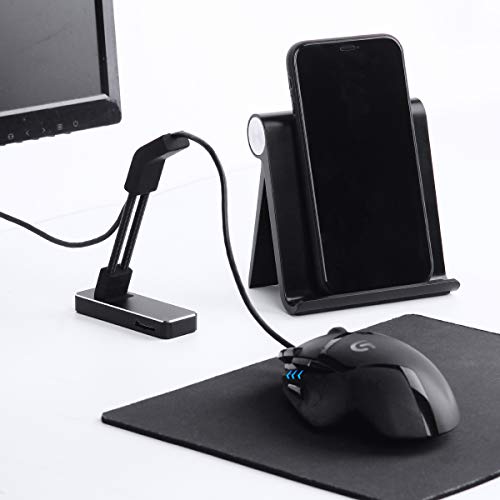 Stageek Bungee para Ratones, Soporte para Cable de ratón Gaming, Cable de aleación de Aluminio, Sistema de gestión del ratón, Flexible Soporte de Cable para ratón, fijador para Esports Gaming, Negro