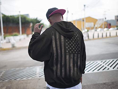 Sudadera con Capucha: Stars and Stripes con Bordado - Bandera USA Hoodie - Regalo Hombre-s y Mujer-es - Sweat-Shirt Estados Unidos América United States - Bike-r Rock Motero Chopper - US-Army (M)