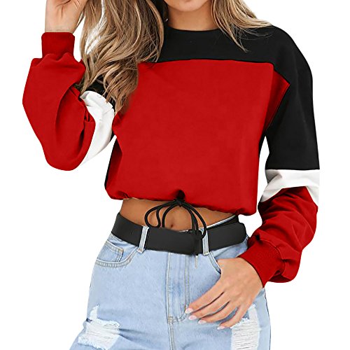 Sudadera para Mujer,riou Sudaderas Adolescentes Chica De Manga Larga Empalme Color Moda Sudadera Pullover Tops Blusa Mejor Venta Superior