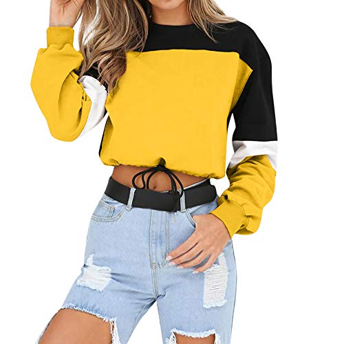 Sudadera para Mujer,riou Sudaderas Adolescentes Chica De Manga Larga Empalme Color Moda Sudadera Pullover Tops Blusa Mejor Venta Superior