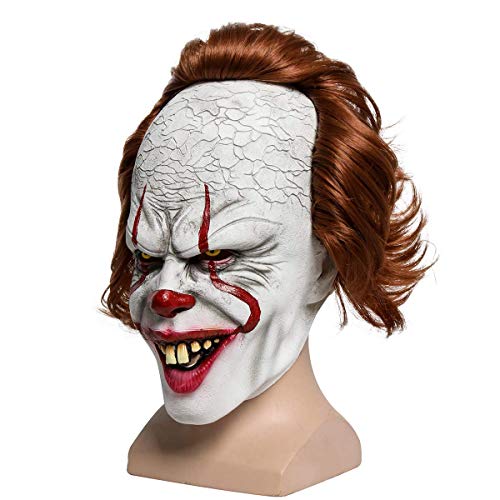 sunxc Stephen King'S It Mask, Pennywise Scary Clown Latex Mask, Horror Joker Mask Clown Mask Halloween Cosplay Props