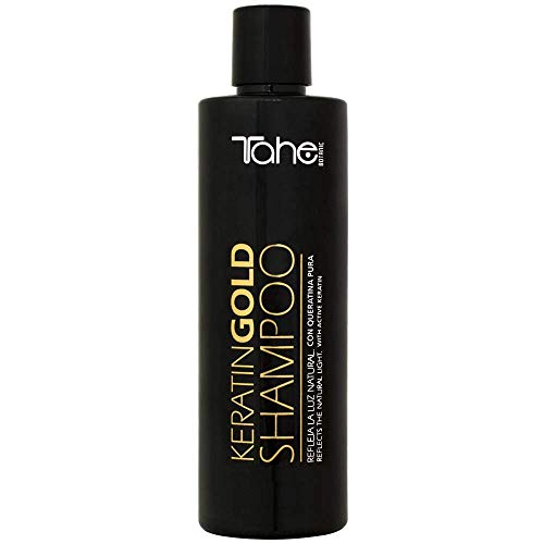 Tahe Power Gold Champú Sin Sulfatos de Keratina Pura Ultraligero y Sedoso con Aporte Extra de Suavidad y Volumen, 300 ml