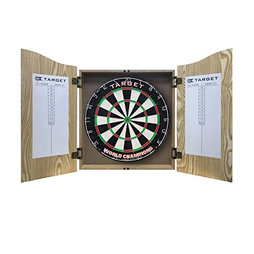 Target Darts World Champions Dartboard with 2 Sets of Darts in a Home Cabinet Set Diana y Armario, Sisal, marrón Claro, Estándar