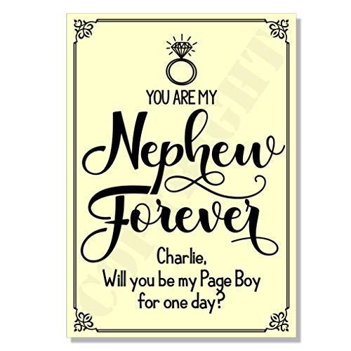 Tarjetas de boda divertidas con texto en inglés "You are my Nephew Forever Will you be my (any role"), Papel marfil/crema 300 gsm, Varios Colores, Postcard