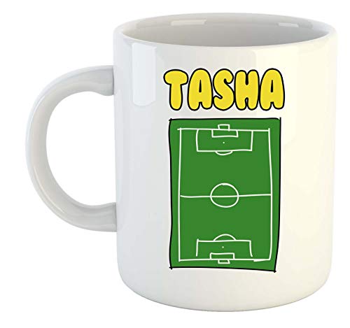 Tasha – Taza con nombre de fútbol – regalo personalizado para hobby